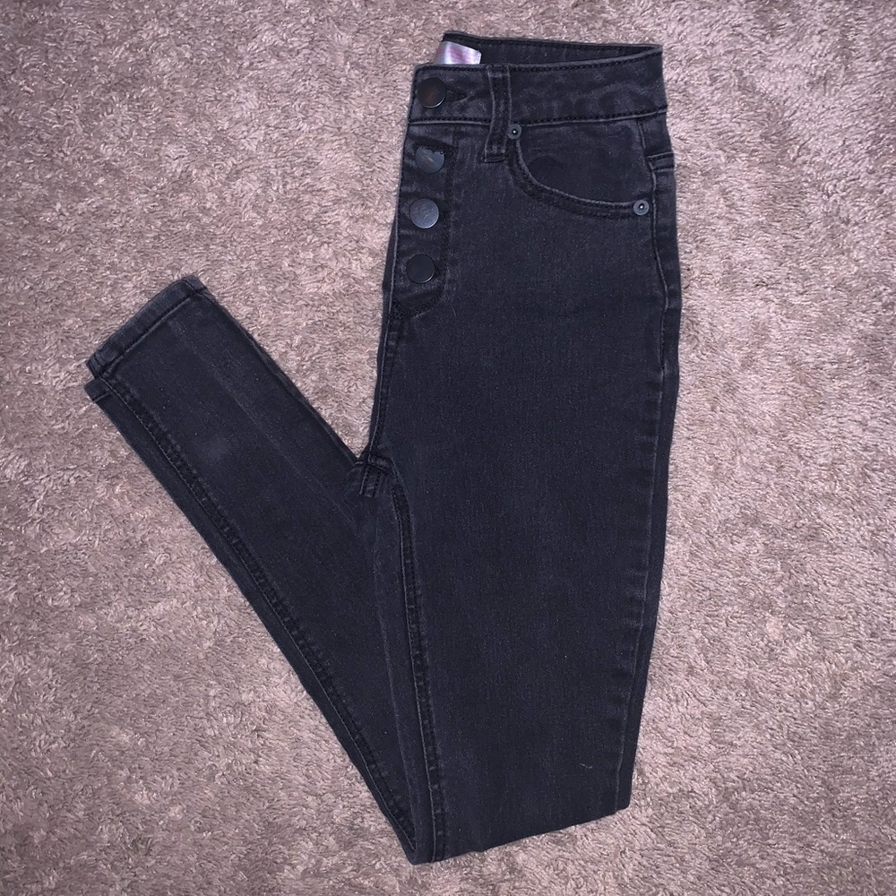 Black skinny button up jeans